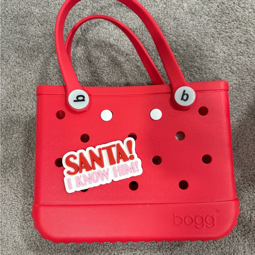 Bitty BOGG BAG Red Tote with Festive Design